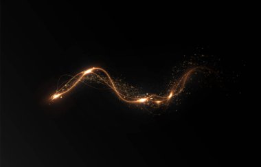 Siyah arkaplanda soyut altın parıltısı dalgası