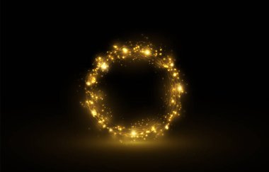 Altın parıldayan noel ışıkları.