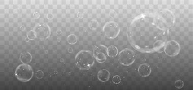 Sabun köpüğü şeffaf arka plan üzerinde