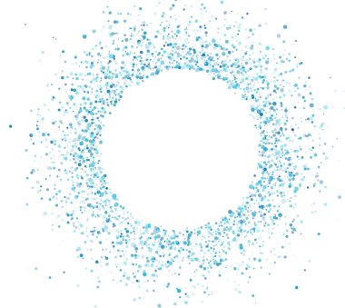 mavi, gümüş yuvarlak çerçeve, beyaz arkaplanda parlak konfeti
