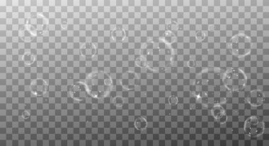 Şeffaf arkaplanda gerçekçi vektör kabarcıkları.