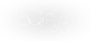 Beyaz arkaplanda saydam su kabarcıkları.