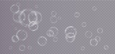 sabun köpükleri. Şeffaf sabun köpükleri. vektör illüstrasyonu