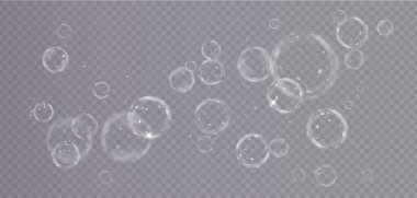 Sabun köpüğü şeffaf arka plan üzerinde.