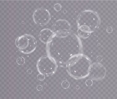 sabun köpükleri şeffaf arkaplanda izole edildi