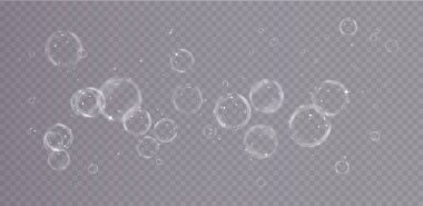 Şeffaf arkaplanda gerçekçi su kabarcıkları, izole edilmiş