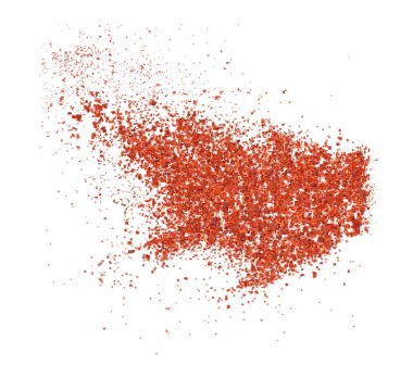 Beyaz arkaplanda izole edilmiş kırmızı parıltı dokusu.