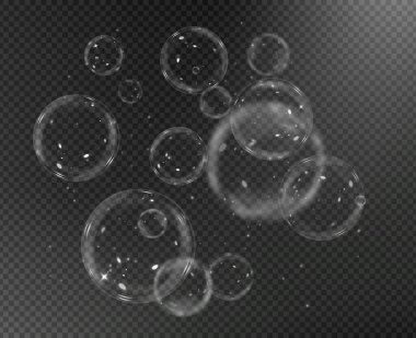 Siyah arka planda siyah beyaz sabun köpükleri.