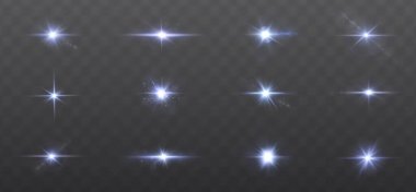 Şeffaf arkaplanda parlayan ışık efektleri