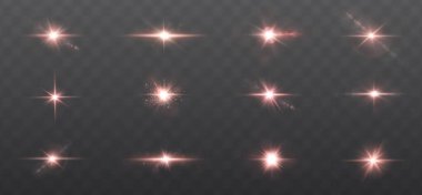 Parlayan ışık efektlerinin toplanması, parlaklık, kıvılcımlar, parlamalar ve ışıltılar resimleme ve tasarım projeleri için mükemmel..