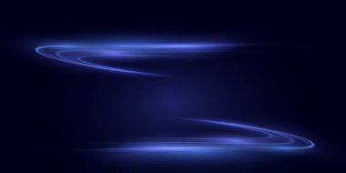 Siyah arkaplanda mavi ışık, soyut arkaplan, vektör illüstrasyonu