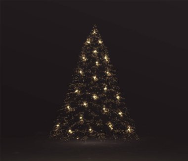 Siyah arka planda altın noel ağacı