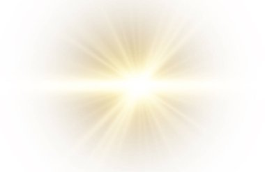 Şeffaf arkaplanda ışınlar olan soyut ışık