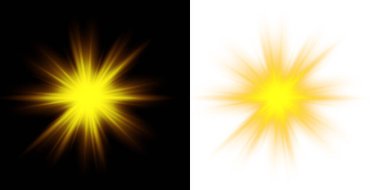 Yıldız batımı, parlayan güneş ve ışınlar