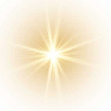 Şeffaf arkaplanda soyut güneş ışığı. vektör illüstrasyonu.