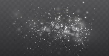Parıldayan parçacıklar ve Noel tozu ile ışık etkisi. Beyaz ışıl ışıl parlıyor..       