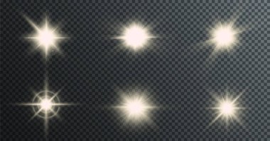 Şeffaf arkaplanda parlayan parlak ışıklar