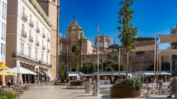 Valencie Španělsko 2023 Zvonice Náměstí Plaza Reina Náměstí Reina Katedrála — Stock fotografie