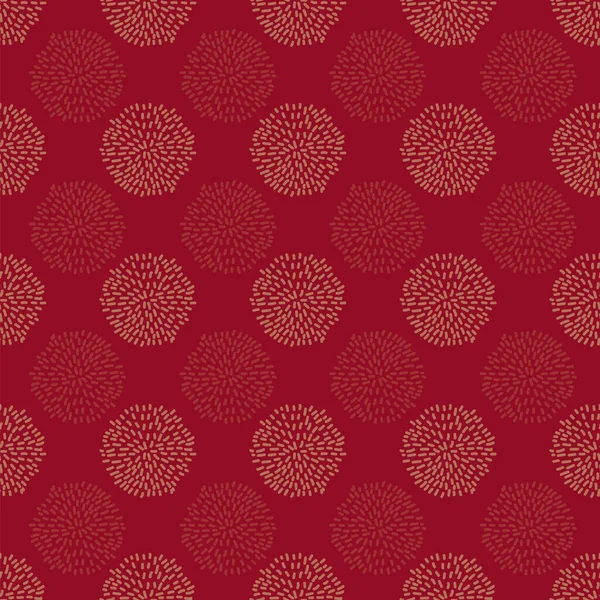 Patrón Sin Costura Vectorial Pompones Lunares Sobre Fondo Rojo Minimalista — Vector de stock