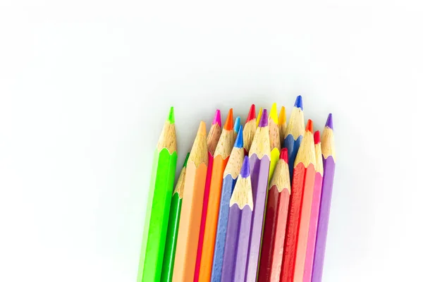 Lápices Color Multicolor Sobre Fondo Blanco — Foto de Stock