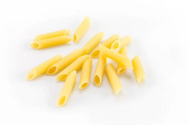 Penne Pasta Secca Cibo Italiano Sfondo Bianco — Foto Stock
