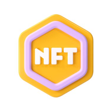 NFT non-fungible token, 3d nft icon symbol. 3d render illustration