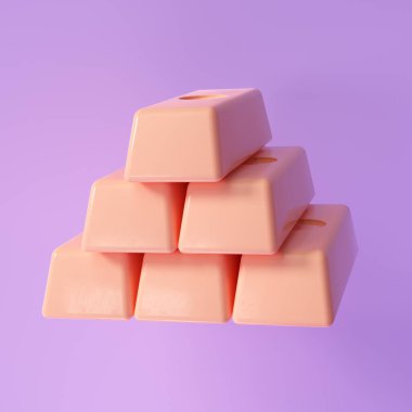 3d Gold bars icon symbol, Gold trading and saving concept, gold bars cartoon style. 3d render illustration