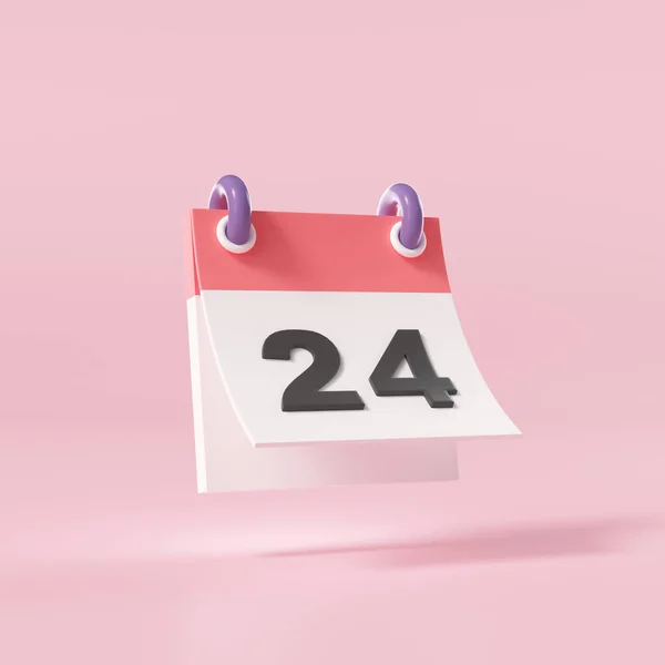 Minimal 3d daily calendar icon on pink background. 3d rendering