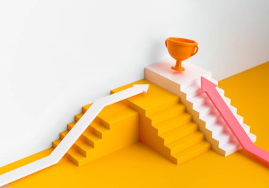 Yüksek iş ırkı tutkusu. İş rekabeti metaforu. 3d resimleme