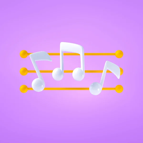 stock image 3d music note with curves and swirls. 3d render illustration