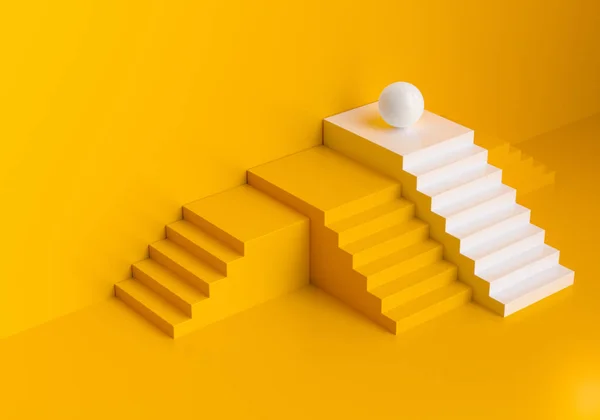 3Dビジネスの成功コンセプトのための階段 ビジネス戦略の難しさに挑戦してください 3Dレンダリング図 — ストック写真