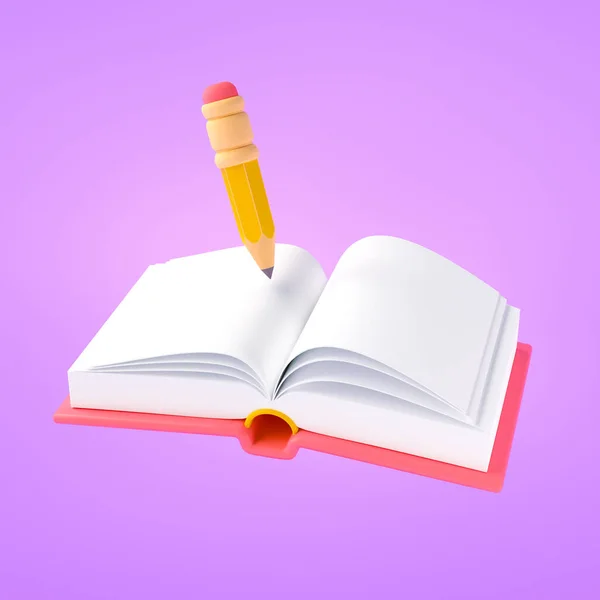 Buch Und Bleistift Symbol Online Lernen Schulunterricht Lernfach Und Learning — Stockfoto
