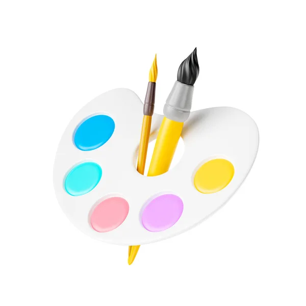 Paleta Kolorów Pędzel Izolowanym Białym Tle Ikona Studenta Edukacji Ilustracja — Zdjęcie stockowe