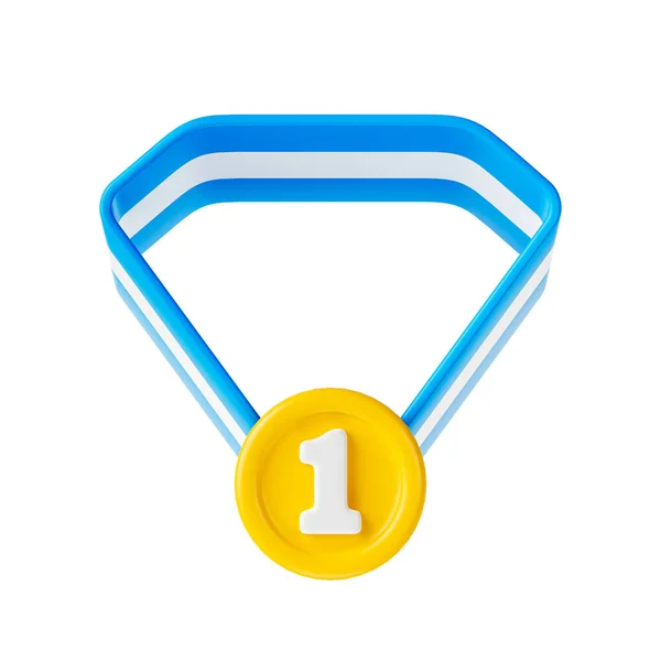 隔離された白い背景に1位メダル 1位メダルアイコン 3Dレンダリング図 — ストック写真