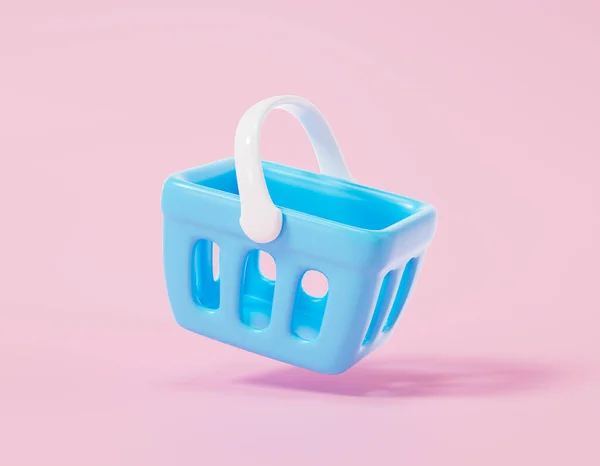 Empty Shopping Baskets Pink Background Rendering Illustration — Stock Photo, Image
