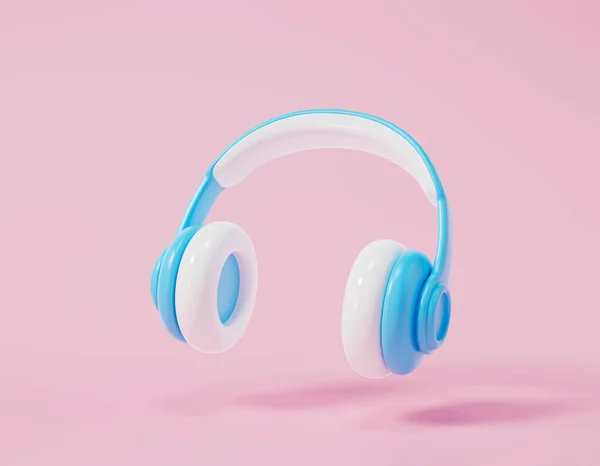 Headphone Pada Latar Belakang Merah Muda Ilustrasi Render Stok Gambar Bebas Royalti