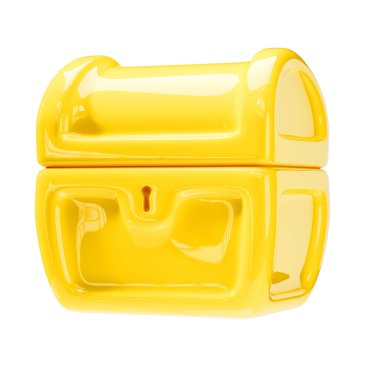 İzole edilmiş beyaz arkaplanda 3 boyutlu altın göğüs simgesi. 3d resimleme