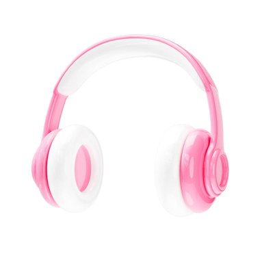 İzole edilmiş beyaz arka planda 3 boyutlu pembe kulaklıklar. 3d resimleme