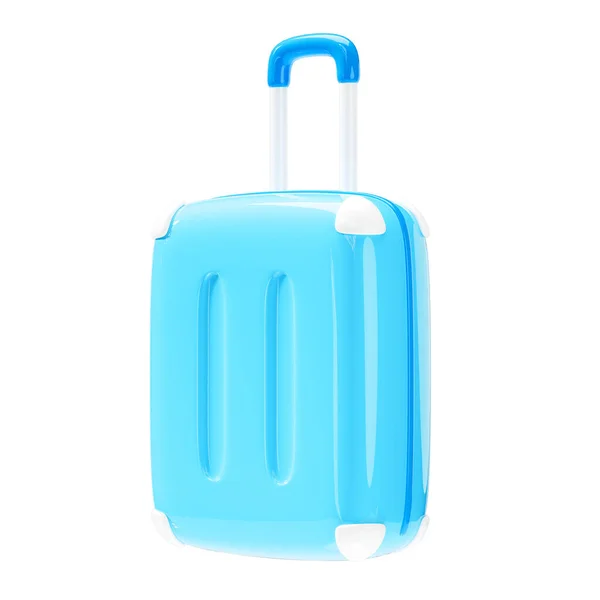 青いスーツケース隔離された白い背景の3D荷物アイコン 3Dレンダリング図 — ストック写真