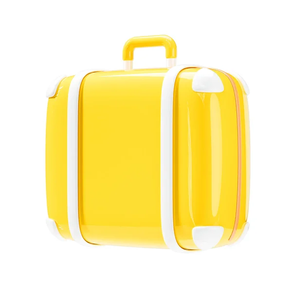 Κίτρινη Βαλίτσα Τρισδιάστατο Εικονίδιο Αποσκευών Απομονωμένο Λευκό Φόντο Καθιστούν Απεικόνιση — Φωτογραφία Αρχείου