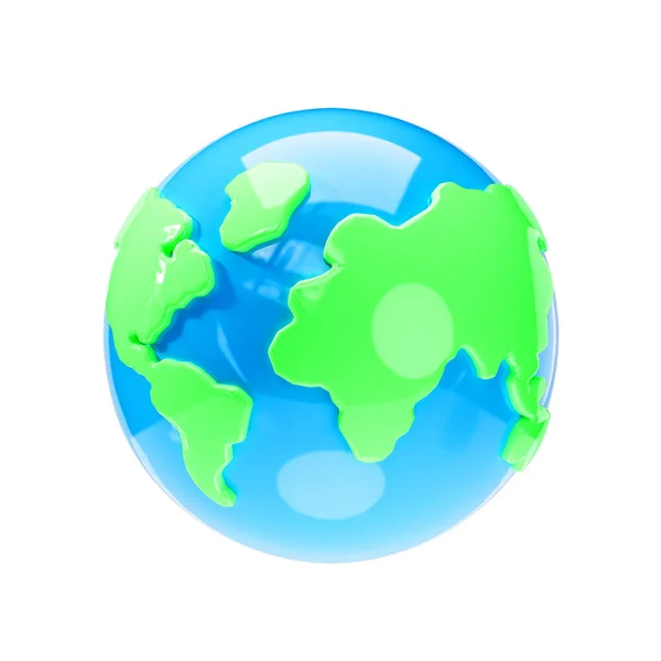 地球の世界地図 地球の地球 隔離された白い背景に環境デーの概念 3Dレンダリング図 — ストック写真
