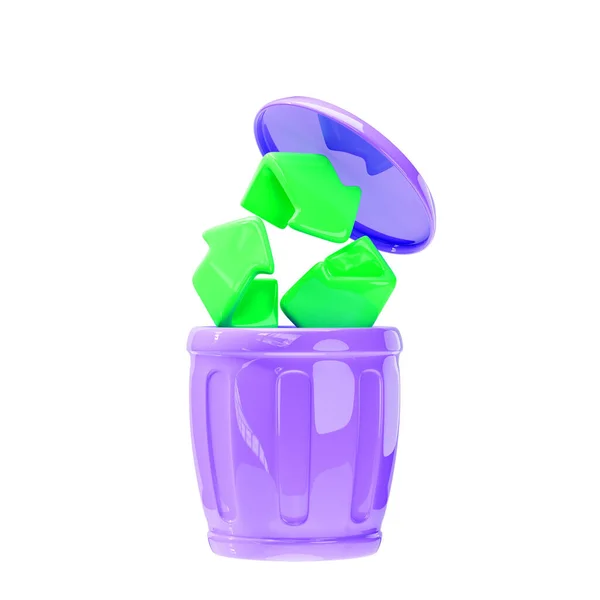 Recycle Bin Icon Isolated White Background Render Illustration Stock Picture