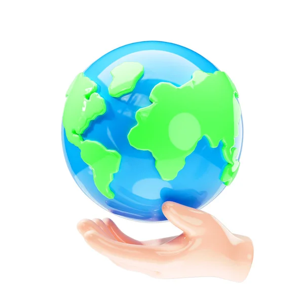 Earth Hand Earth Day Environment Conservation Isolated White Background Render Royalty Free Stock Images