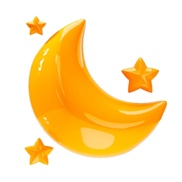 Ícone Lua Amarela Estrelas Sinal Previsão Tempo — Fotografia de Stock