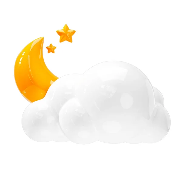 Нічна Ікона Хмара Місяць Знак Прогнозу Погоди — стокове фото