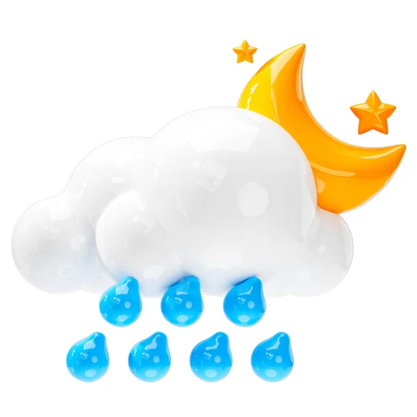 Åskregn Natten Ikon Väderprognos Tecken — Stockfoto