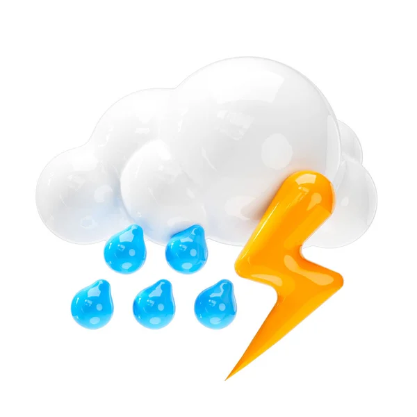 Хмара Дощу Блискавкою Краплями Дощу Знак Прогнозу Погоди — стокове фото