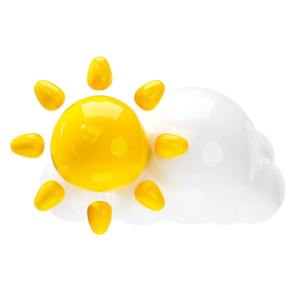 Molnigt Soligt Väder Ikon Väderprognos Tecken — Stockfoto