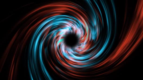 Renkli Parçacıkların Spiral Dönüşlerinin Bir Tünel Oluşturduğu Karanlık Bir Arkaplan — Stok video