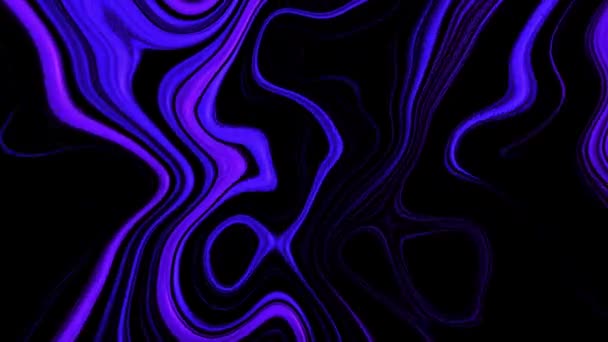 有生命的 流动的 波浪形的 背景图流和变化的形状 杂乱无章的扭曲 油漆运行 大理石 迷幻质感 亮蓝色 紫外线 — 图库视频影像